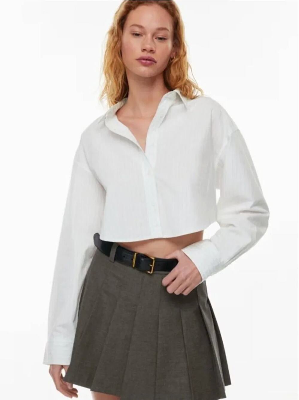 Aritzia Sunday Best Cropped Button Down White Shirt sz. M